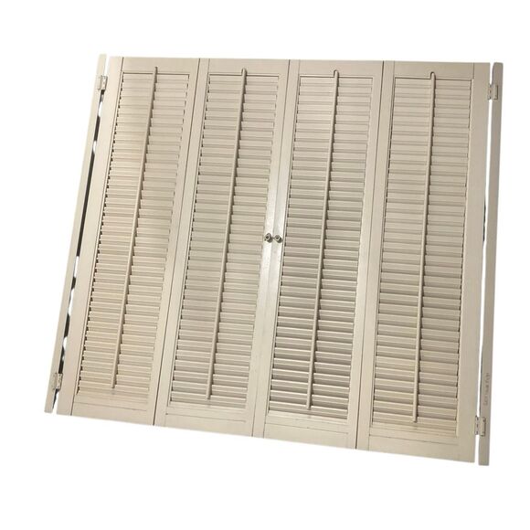 Vintage Bi fold Interior 39” x 38” Wood Window Plantation Cream Shutters - Picture 1 of 6